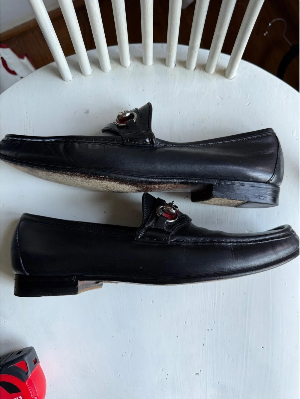 Gucci Men's Black Leather Horsebit Loafers Size 8D